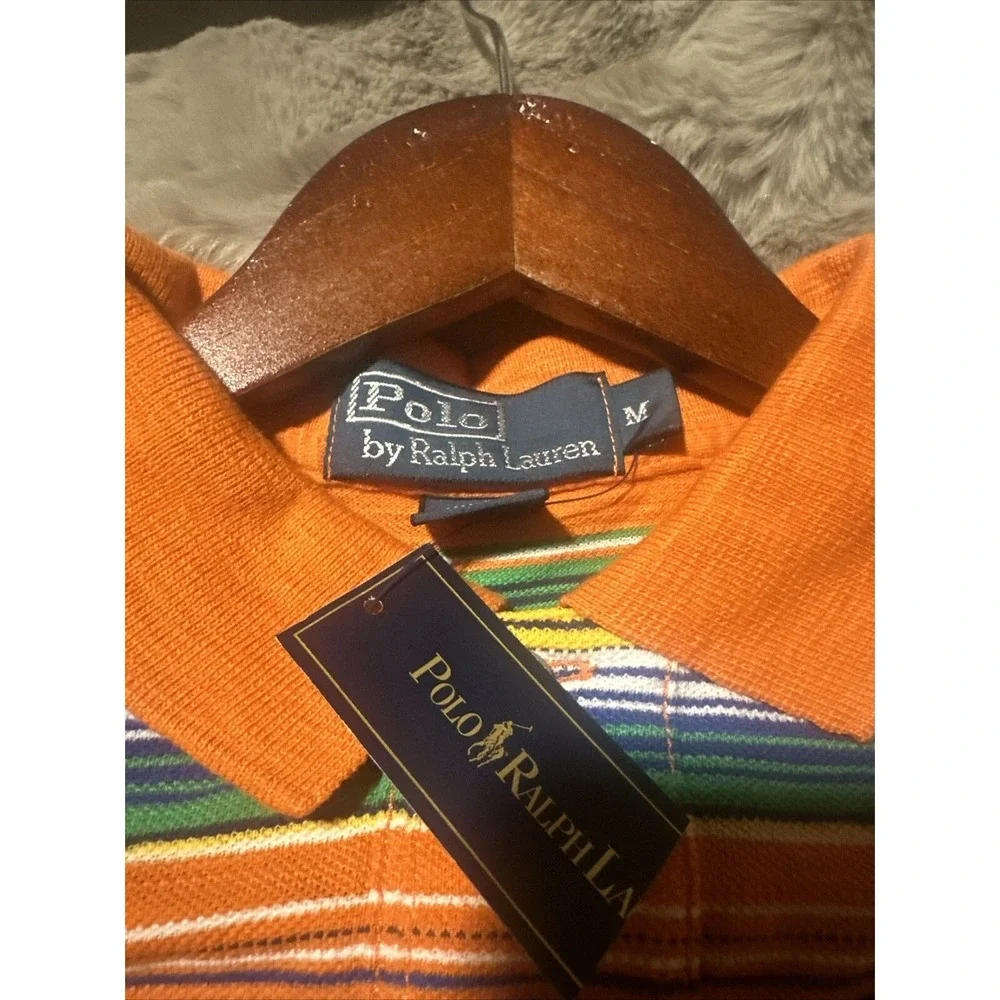 ralph lauren polo Vintage 90s Orange Striped Polo NWT M